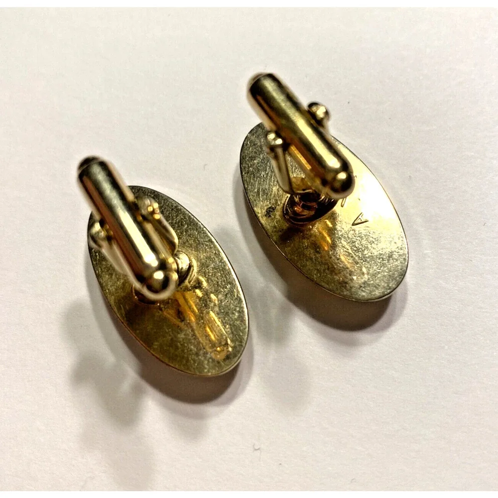Mid Century Anson Cuff Links Mens Fashion Jewelry Gift Gold MOP Caduseus medical